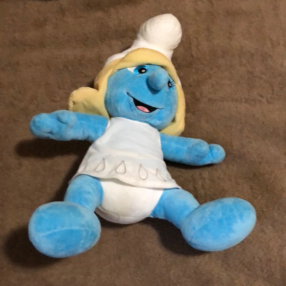 BUILD A BEAR SMURFETTE WITH ORIGINAL DRESS -AS IS- STAIN ON HEAD
